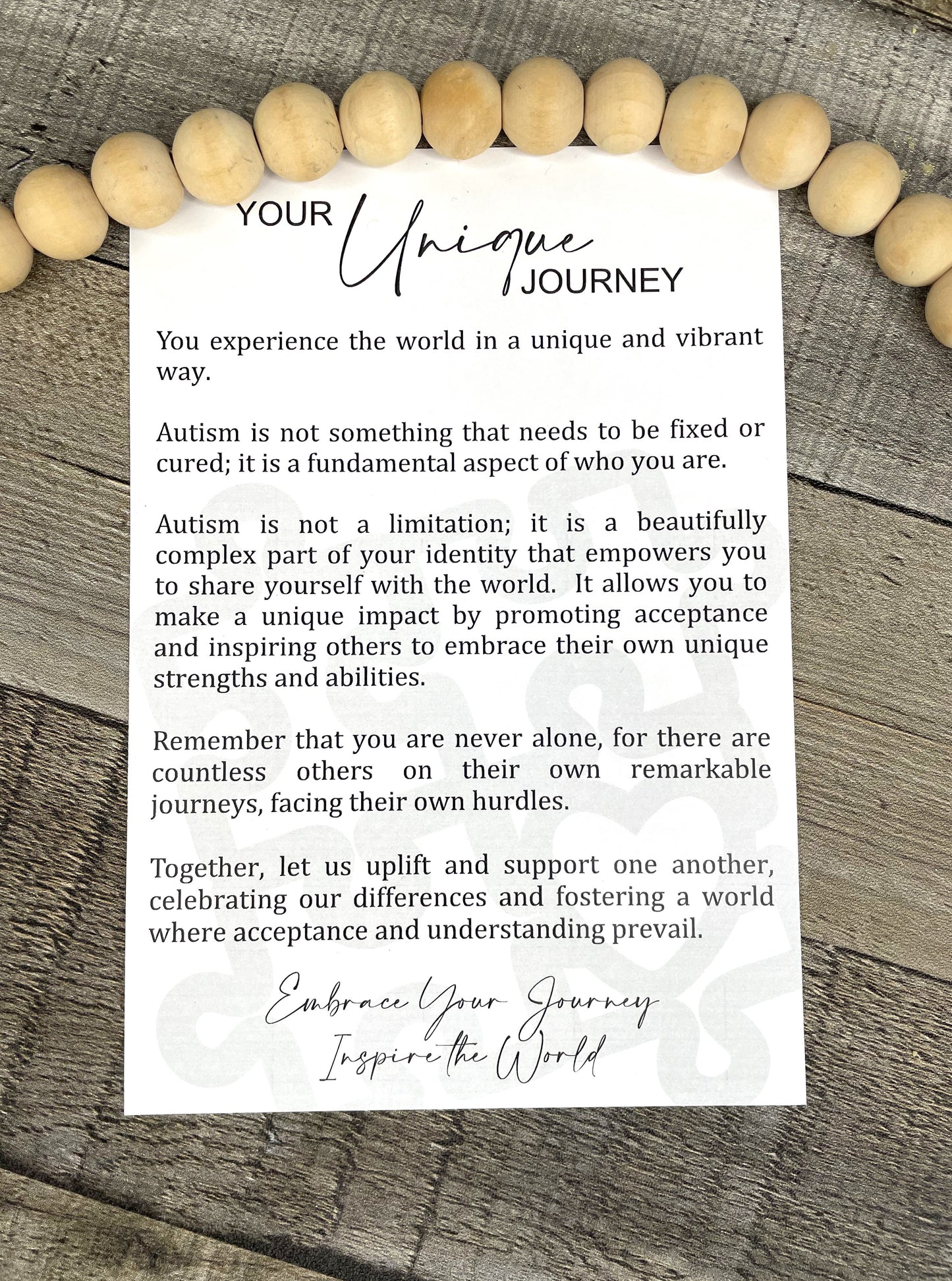 Your Unique Journey Autism Awareness Ornament